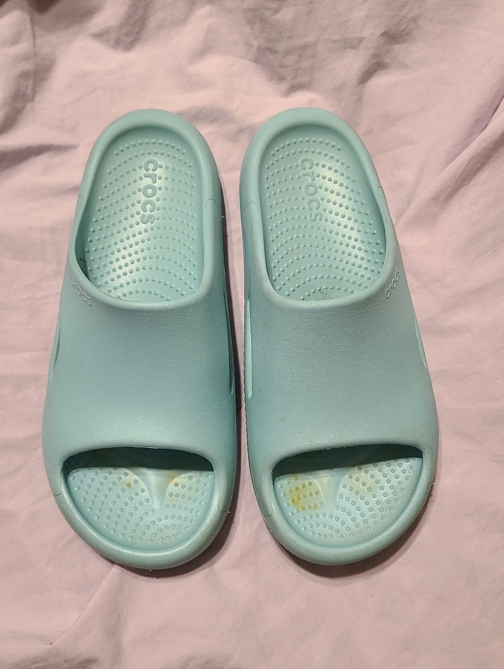 CROCS LiteRide Open-Toe Slides in Aqua Mint
